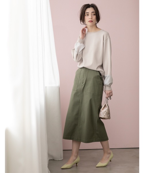 OPAQUE.CLIP(オペークドットクリップ)の「ジョーゼット切替スリーブニット【洗濯機洗い可】(ニット/セーター・レディース・サックスブルー/ブラック/ライトグレー/イエロー系その他/アイボリー・38/40/36/42)」の15枚目の写真