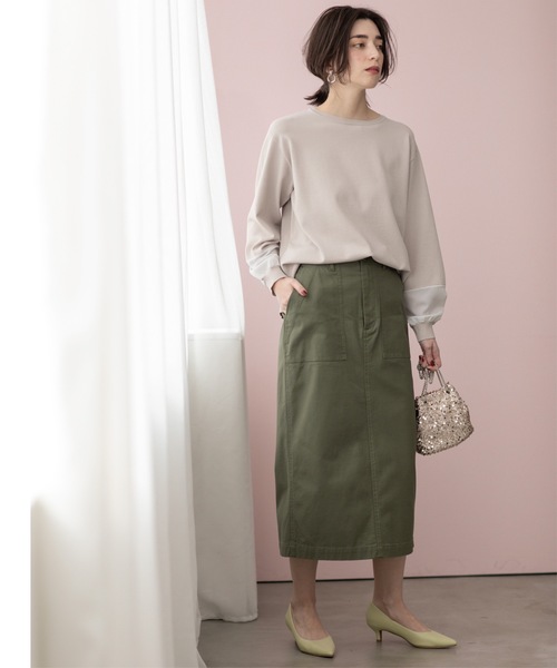 OPAQUE.CLIP(オペークドットクリップ)の「ジョーゼット切替スリーブニット【洗濯機洗い可】(ニット/セーター・レディース・サックスブルー/ブラック/ライトグレー/イエロー系その他/アイボリー・38/40/36/42)」の16枚目の写真