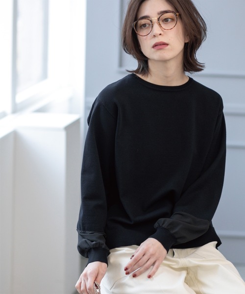 OPAQUE.CLIP(オペークドットクリップ)の「ジョーゼット切替スリーブニット【洗濯機洗い可】(ニット/セーター・レディース・サックスブルー/ブラック/ライトグレー/イエロー系その他/アイボリー・38/40/36/42)」の19枚目の写真