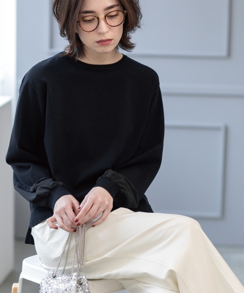 OPAQUE.CLIP(オペークドットクリップ)の「ジョーゼット切替スリーブニット【洗濯機洗い可】(ニット/セーター・レディース・サックスブルー/ブラック/ライトグレー/イエロー系その他/アイボリー・38/40/36/42)」の20枚目の写真