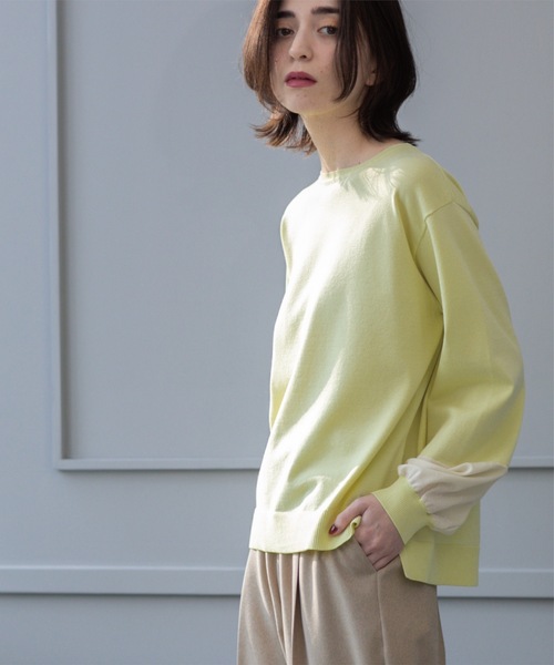 OPAQUE.CLIP(オペークドットクリップ)の「ジョーゼット切替スリーブニット【洗濯機洗い可】(ニット/セーター・レディース・サックスブルー/ブラック/ライトグレー/イエロー系その他/アイボリー・38/40/36/42)」の22枚目の写真