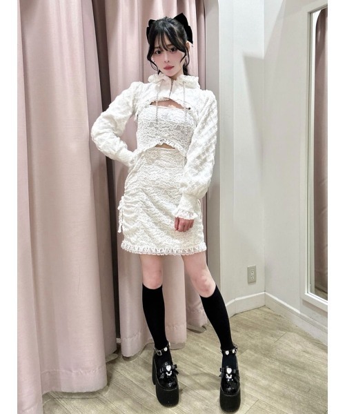 Ank Rouge（アンクルージュ）の「チュールフリルショートパーカー（Tシャツ/カットソー・レディース・ホワイト/グレー・M）」の21枚目の写真