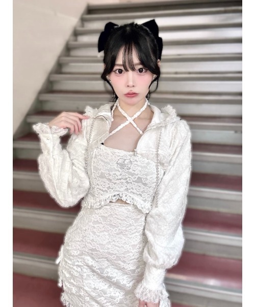 【新品】ダンスキン　パーカー　フリル　チュール　ヨガ セール】チュールフリルショートパーカー（Tシャツ/カットソー）｜Ank