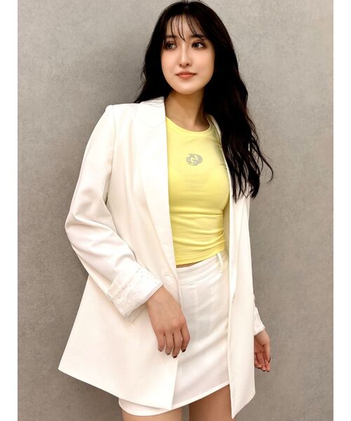 GYDA（ジェイダ）の「LINING ラインストーンスカートライクショートパンツ（スカート・レディース・ブラック/スカイブルー/オフホワイト・FREE）」の9枚目の写真
