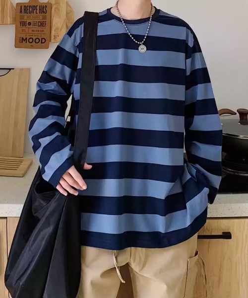 link lot(リンクロット)の「カラーワイドボーダーロンT(Tシャツ/カットソー・メンズ・ブルー/ホワイト/グリーン・F)」の14枚目の写真