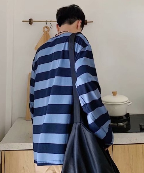 セール】カラーワイドボーダーロンT【秋冬】（Tシャツ