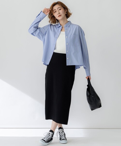 23区 S(ニジュウサンクチイサイサイズ)の「【洗える】CANCLINI クロップド テントライン シャツ(シャツ/ブラウス・レディース・ホワイト系/オレンジ系1/スカイブルー系1/スカイブルー系/ホワイト系1・32)」の13枚目の写真