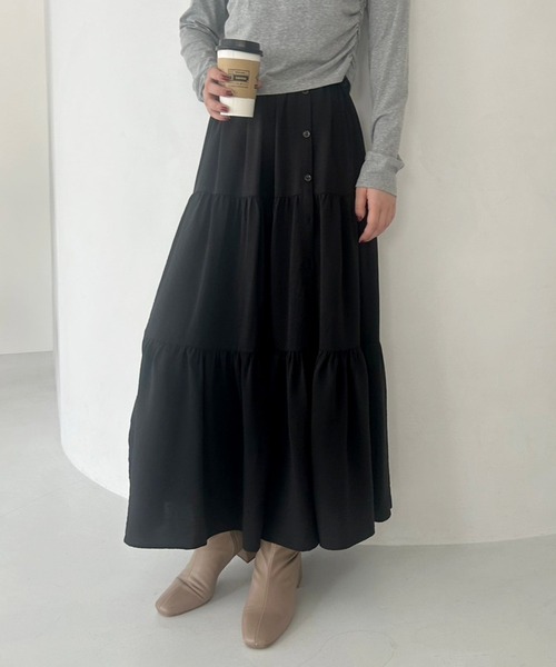 one after another NICE CLAUP(ワンアフターアナザーナイスクラップ)の「サイドボタンフレアスカート(スカート・レディース・ブラック/オフホワイト/ネイビー/ブルー系その他・FREE)」の20枚目の写真