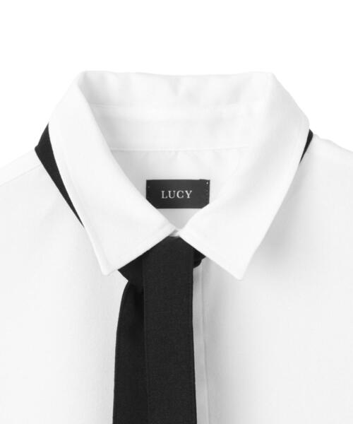 LUCY（ルーシー）の「LUCY/ボウタイロングスリーブシャツ（シャツ/ブラウス・メンズ・ホワイト・LARGE/MEDIUM）」の3枚目の写真