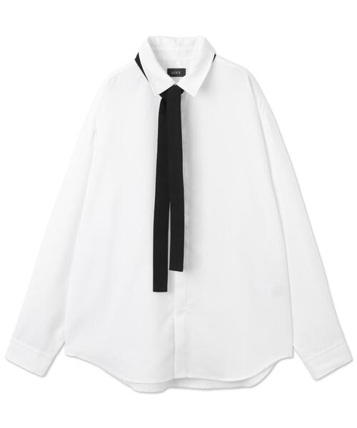 クルニ25SS、ドライカルゼボウタイロングスリーブシャツ。 セール】LUCY/【25年春夏新作】ボウタイロングスリーブシャツ（シャツ