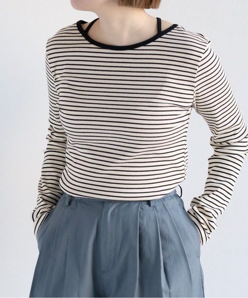 cepo(セポ)の「〈前後2way〉ボートネックプルオーバーカットソー(Tシャツ/カットソー・レディース・ホワイト×ブラック/ブラック/オフホワイト・M)」の21枚目の写真