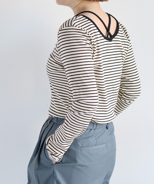 cepo(セポ)の「〈前後2way〉ボートネックプルオーバーカットソー(Tシャツ/カットソー・レディース・ホワイト×ブラック/ブラック/オフホワイト・M)」の22枚目の写真