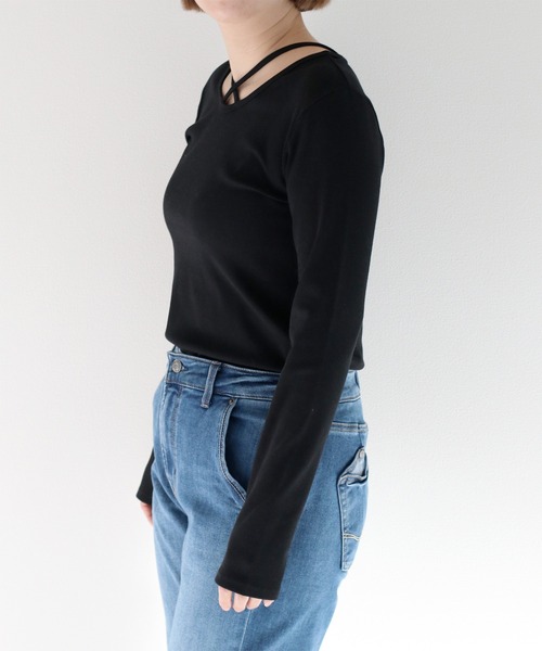 cepo(セポ)の「〈前後2way〉ボートネックプルオーバーカットソー(Tシャツ/カットソー・レディース・ホワイト×ブラック/ブラック/オフホワイト・M)」の5枚目の写真