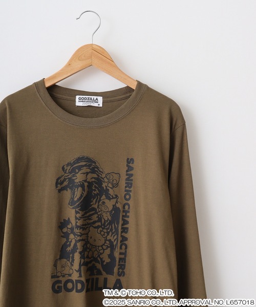 sanrio（サンリオ）の「ゴジラ・サンリオキャラクターズ長袖Tシャツ（Tシャツ/カットソー・メンズ・ホワイト/ブラック/カーキ/ブルーグレー/オートミール/チャコール・LL/M/L）」の6枚目の写真