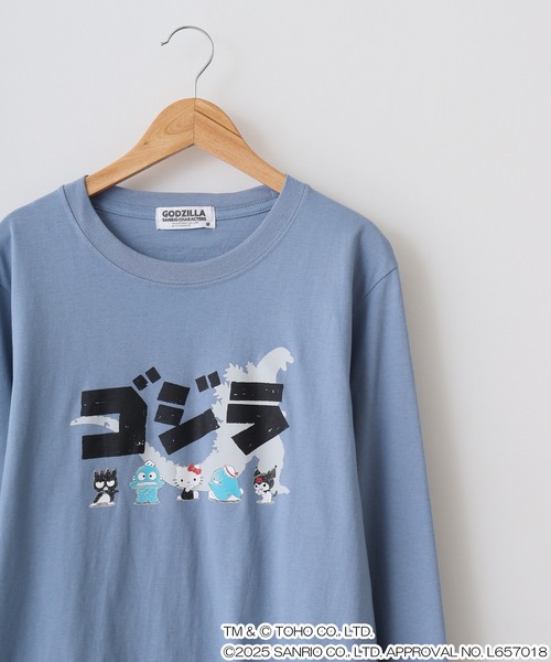 sanrio（サンリオ）の「ゴジラ・サンリオキャラクターズ長袖Tシャツ（Tシャツ/カットソー・メンズ・ホワイト/ブラック/カーキ/ブルーグレー/オートミール/チャコール・LL/M/L）」の3枚目の写真