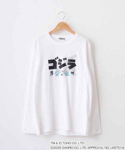 sanrio（サンリオ）の「ゴジラ・サンリオキャラクターズ長袖Tシャツ（Tシャツ/カットソー・メンズ・ホワイト/ブラック/カーキ/ブルーグレー/オートミール/チャコール・LL/M/L）」の11枚目の写真