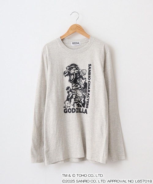 sanrio（サンリオ）の「ゴジラ・サンリオキャラクターズ長袖Tシャツ（Tシャツ/カットソー・メンズ・ホワイト/ブラック/カーキ/ブルーグレー/オートミール/チャコール・LL/M/L）」の15枚目の写真