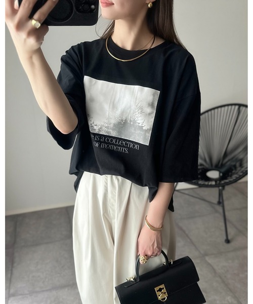 セール】【Eclat one】フォトプリント ロゴ ビッグサイズTシャツ