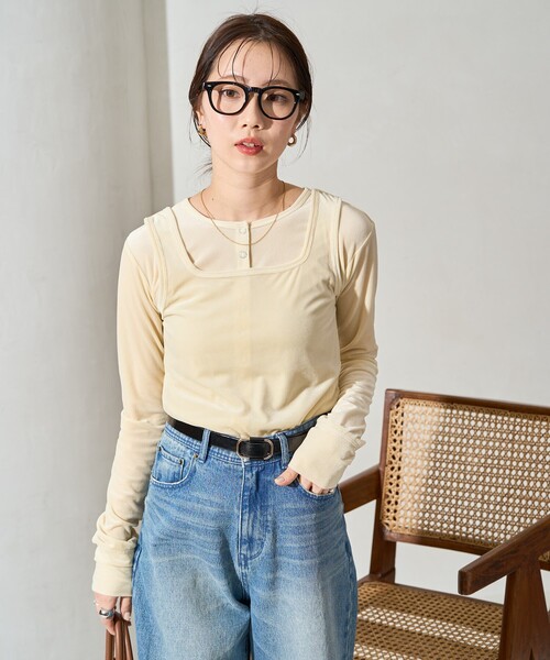 FREAK'S STORE(フリークスストア)の「限定展開 シアー ベロア タンクトップ (セット対応・前後2WAY)(タンクトップ・レディース・ブラック/ブラウン/ブルー/ナチュラル・フリ-)」の22枚目の写真