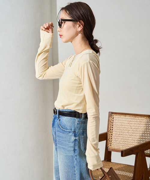 FREAK'S STORE(フリークスストア)の「限定展開 シアー ベロア タンクトップ (セット対応・前後2WAY)(タンクトップ・レディース・ブラック/ブラウン/ブルー/ナチュラル・フリ-)」の21枚目の写真