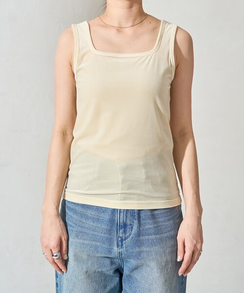 FREAK'S STORE(フリークスストア)の「限定展開 シアー ベロア タンクトップ (セット対応・前後2WAY)(タンクトップ・レディース・ブラック/ブラウン/ブルー/ナチュラル・フリ-)」の17枚目の写真