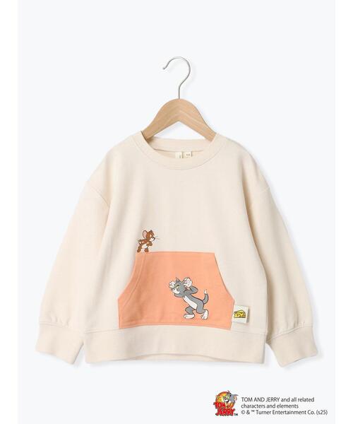 Samansa Mos2 Lagom(サマンサモスモスラーゴム)の「【トムとジェリー】ニミ裏毛ポケット付きトレーナー(Tシャツ/カットソー・キッズ・オレンジ/イエロー/キナリ・110/120/130/100/95)」の1枚目の写真