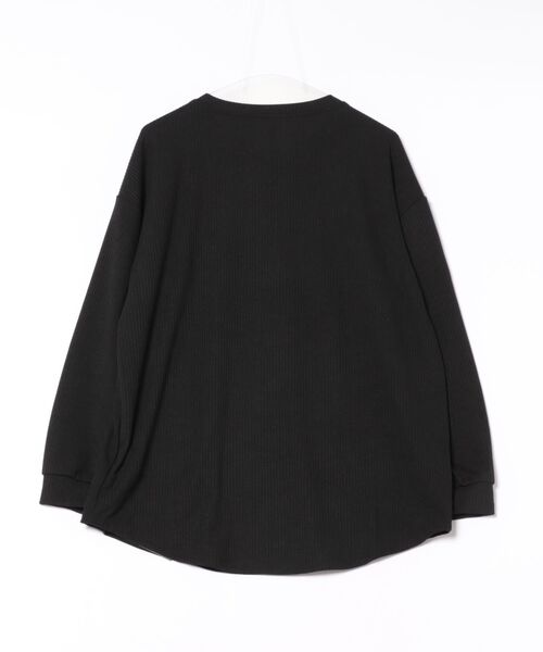 GOLDJAPAN（ゴールドジャパン）の「ラウンド裾Vネックリブカットソー【大きいサイズ対応】（Tシャツ/カットソー・レディース・ホワイト/ブラック・LL/3L）」の3枚目の写真