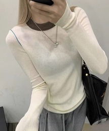 バイカラーパイピングニット