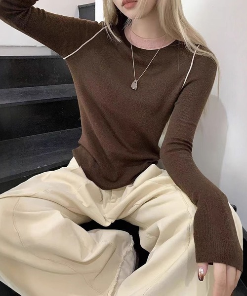 エルメス　レザーバイカラーニット ZUCCa / S バイカラーニット / ニット(M gray(24)): SALE| A-net