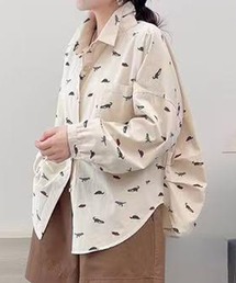 プリント柄オーバーシャツ