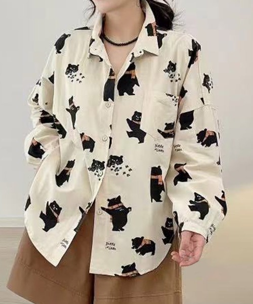 aimoha(アイモハ)の「プリント柄オーバーシャツ(シャツ/ブラウス・レディース・ベージュ系その他6/ベージュ/ベージュ系その他5/ベージュ系その他3/その他6/ライトベージュ/ベージュ系その他4/ベージュ系その他2/ベージュ系その他/その他4/その他5/その他3/その他2/その他1・FREE)」の11枚目の写真