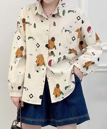 プリント柄オーバーシャツ