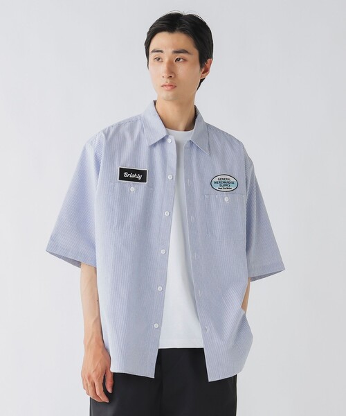 BEAMS HEART(ビームスハート)の「GMS ストライプ オックス ワークシャツ(シャツ/ブラウス・メンズ・ホワイト×ブラック/ブルー系その他・SMALL/MEDIUM/LARGE)」の2枚目の写真