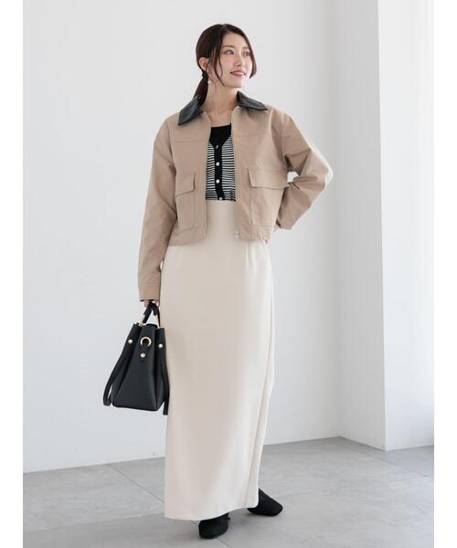 Te chichi（テチチ）の「【宮本茉由着用】ダブルポケットジップジャケット《2025spring catalog item》（ノーカラージャケット・レディース・ベージュ/ブラック/クリーム・F）」の6枚目の写真