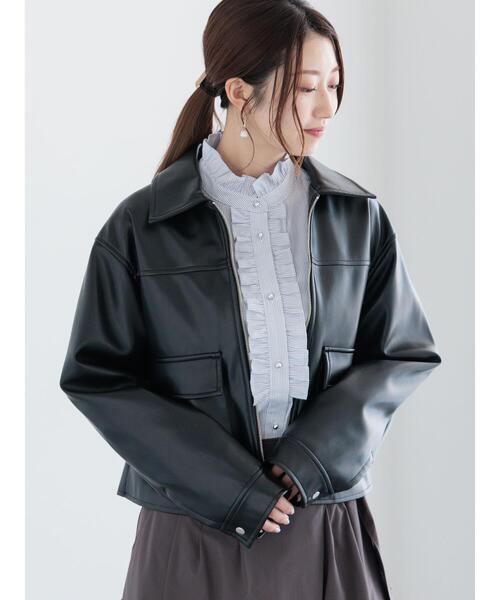 Te chichi（テチチ）の「【宮本茉由着用】ダブルポケットジップジャケット《2025spring catalog item》（ノーカラージャケット・レディース・ベージュ/ブラック/クリーム・F）」の12枚目の写真