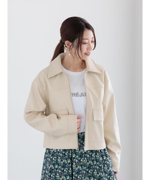 Te chichi（テチチ）の「【宮本茉由着用】ダブルポケットジップジャケット《2025spring catalog item》（ノーカラージャケット・レディース・ベージュ/ブラック/クリーム・F）」の15枚目の写真