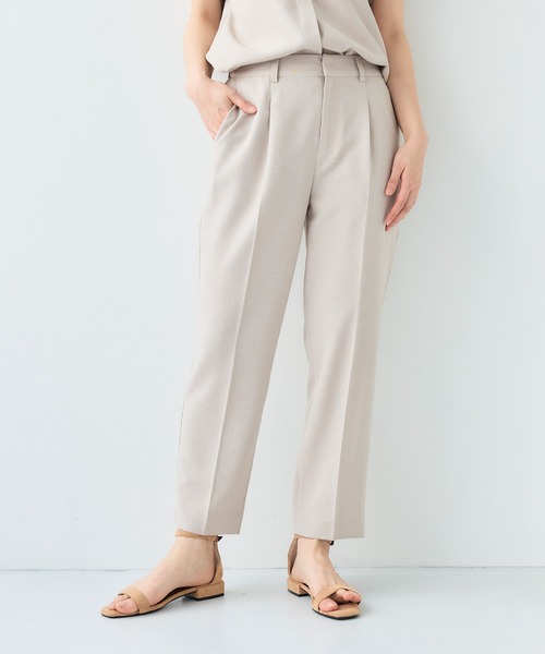 未使用品 NEAT パンツ スラックス センタープレス リネン インディゴ 46 リネンライク センタープレス 無地 フレアパンツ スラックス（フル