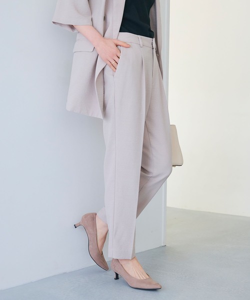 CROSS FUNCTION（クロスファンクション）の「《シワになりにくい》サマナチュラリネンライクセンタープレステーパードパンツ【CF/クロスファンクション】（スラックス・レディース・ブルー/ライトベージュ/モカ/チャコールグレー/ミント・LL/L/M）」の15枚目の写真