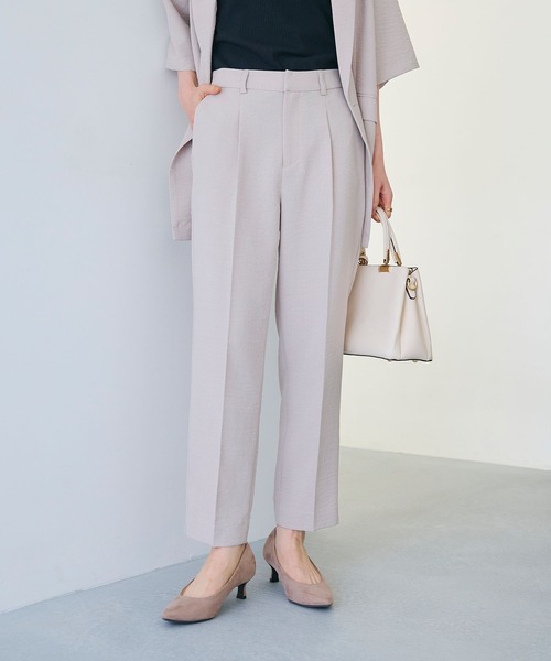 CROSS FUNCTION（クロスファンクション）の「《シワになりにくい》サマナチュラリネンライクセンタープレステーパードパンツ【CF/クロスファンクション】（スラックス・レディース・ブルー/ライトベージュ/モカ/チャコールグレー/ミント・LL/L/M）」の14枚目の写真