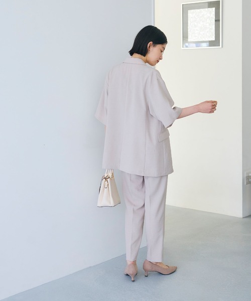 CROSS FUNCTION（クロスファンクション）の「《シワになりにくい》サマナチュラリネンライクセンタープレステーパードパンツ【CF/クロスファンクション】（スラックス・レディース・ブルー/ライトベージュ/モカ/チャコールグレー/ミント・LL/L/M）」の12枚目の写真