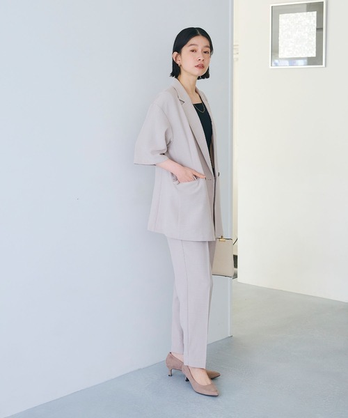 CROSS FUNCTION（クロスファンクション）の「《シワになりにくい》サマナチュラリネンライクセンタープレステーパードパンツ【CF/クロスファンクション】（スラックス・レディース・ブルー/ライトベージュ/モカ/チャコールグレー/ミント・LL/L/M）」の11枚目の写真