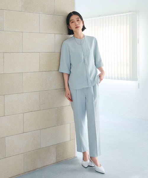 CROSS FUNCTION（クロスファンクション）の「《シワになりにくい》サマナチュラリネンライクセンタープレステーパードパンツ【CF/クロスファンクション】（スラックス・レディース・ブルー/ライトベージュ/モカ/チャコールグレー/ミント・LL/L/M）」の19枚目の写真