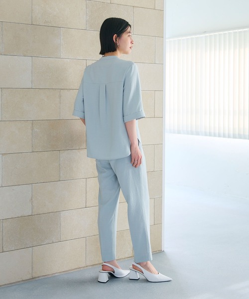 CROSS FUNCTION（クロスファンクション）の「《シワになりにくい》サマナチュラリネンライクセンタープレステーパードパンツ【CF/クロスファンクション】（スラックス・レディース・ブルー/ライトベージュ/モカ/チャコールグレー/ミント・LL/L/M）」の22枚目の写真