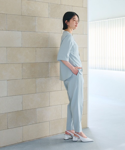 CROSS FUNCTION（クロスファンクション）の「《シワになりにくい》サマナチュラリネンライクセンタープレステーパードパンツ【CF/クロスファンクション】（スラックス・レディース・ブルー/ライトベージュ/モカ/チャコールグレー/ミント・LL/L/M）」の21枚目の写真