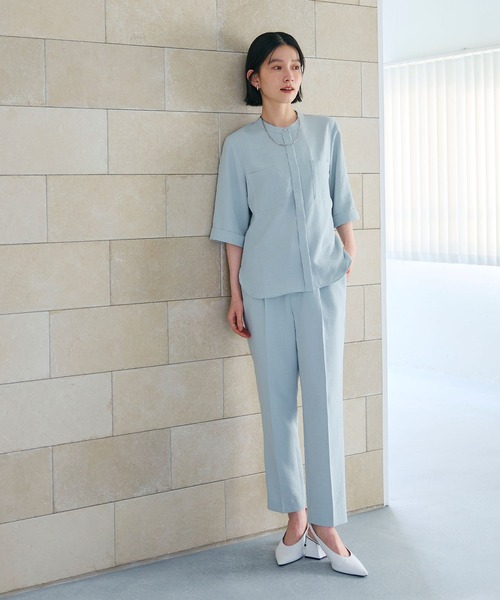 CROSS FUNCTION（クロスファンクション）の「《シワになりにくい》サマナチュラリネンライクセンタープレステーパードパンツ【CF/クロスファンクション】（スラックス・レディース・ブルー/ライトベージュ/モカ/チャコールグレー/ミント・LL/L/M）」の18枚目の写真