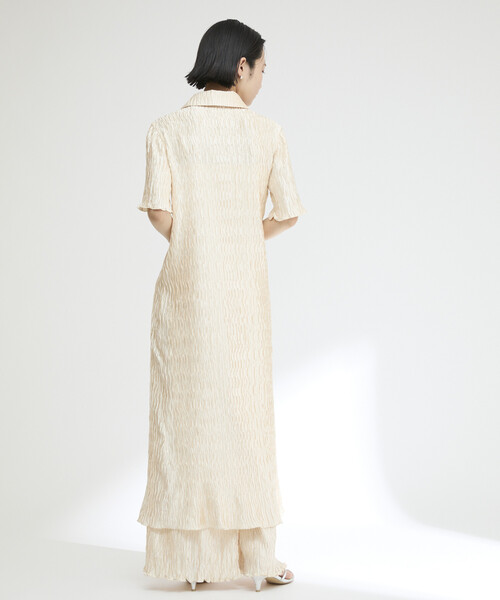 Firsthand（ファーストハンド）の「Firsthand/ファーストハンド クリンクル プリーツ ショートスリーブ シャツワンピース（ワンピース・レディース・オフホワイト/ブルー・FREE）」の21枚目の写真