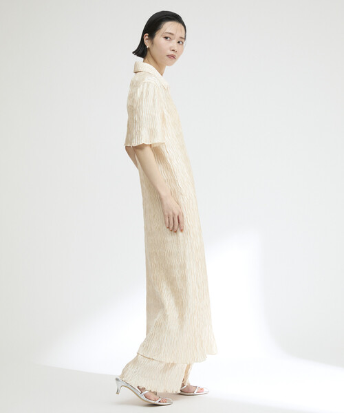 Firsthand（ファーストハンド）の「Firsthand/ファーストハンド クリンクル プリーツ ショートスリーブ シャツワンピース（ワンピース・レディース・オフホワイト/ブルー・FREE）」の22枚目の写真