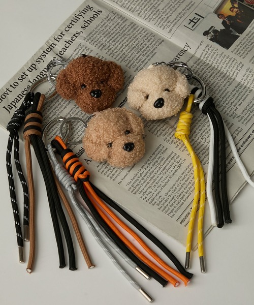 BONLECILL Marche（ボンルシールマルシェ）の「【BONLECILL Marche】テディドッグチャーム／ぬいぐるみキーホルダー（キーホルダー・レディース・ホワイト/ブラウン/ベージュ・FREE）」の3枚目の写真