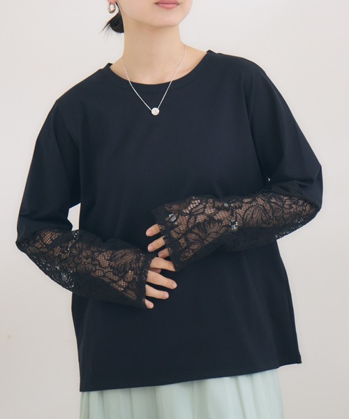 tシャツ 「KATHARINE ROSS」日本製 スクエアレース袖デザインプルオーバー レディース セール】【KATHARINE ROSS】日本製 スクエアレース袖デザイン