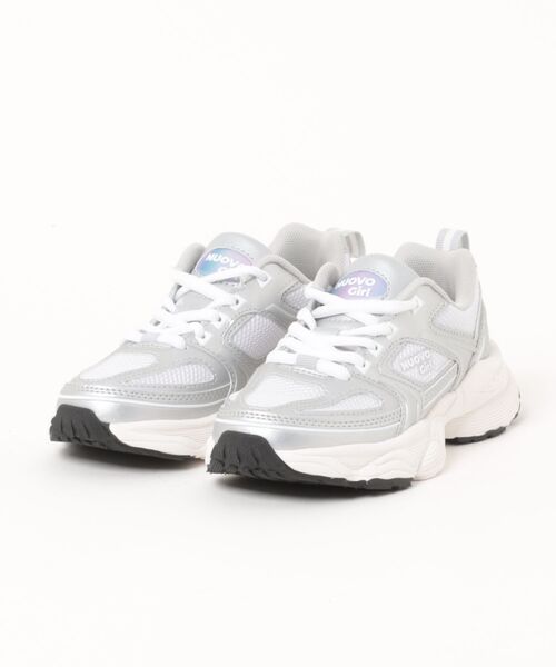 NUOVO（ヌオーヴォ）の「NUOVO ヌオーヴォ 19-24(H) LILY リリー N9376J SILVER/WHITE（スニーカー・キッズ・シルバー・19/19.5/20/20.5/21/21.5/22.0cm/22.5/23.0cm/23.5/24.0cm）」の2枚目の写真